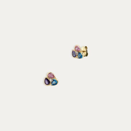 Pendientes Oro 9k Piedras Color Bloom