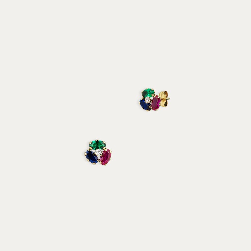 Pendientes Oro 9k Tres Piedras Color Udine