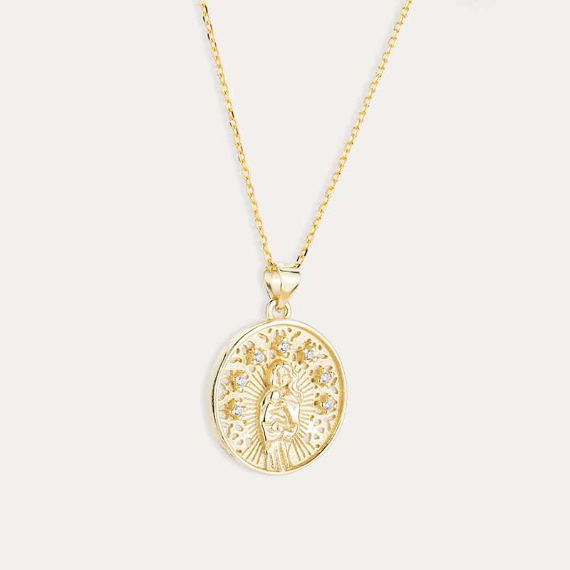 Collar Plata Dorada Circonitas Virgen María