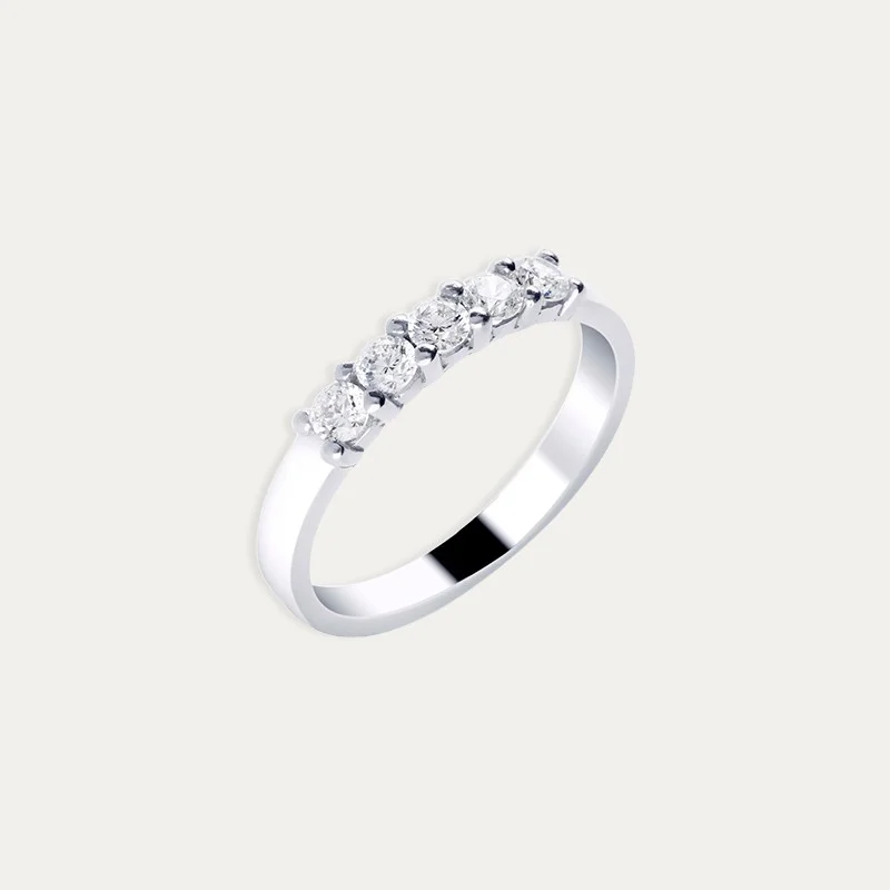 Sortija Oro 18k Blanco Cinquillo Diamantes Rucks