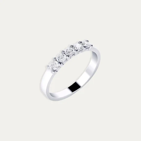 Sortija Oro 18k Blanco Cinquillo Diamantes Rucks