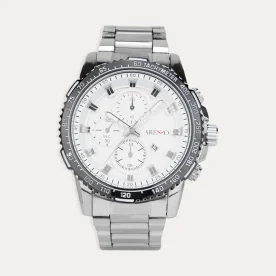 Reloj Acero Hombre Cronógrafo Multifunción Blanco