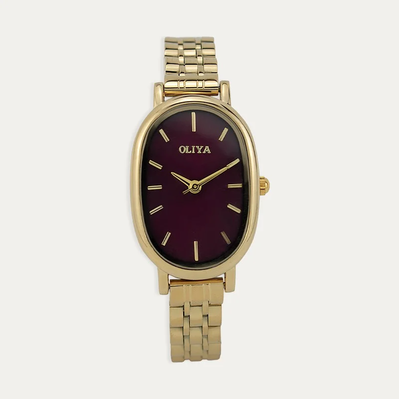 Reloj Acero Mujer Dorado Mini Oval Wine