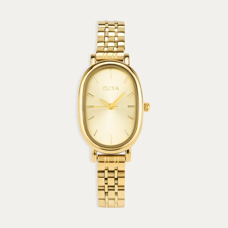 Reloj Acero Mujer Dorado Mini Oval Gold