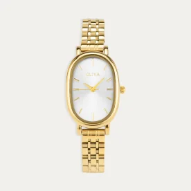 Reloj Acero Mujer Dorado Mini Oval White