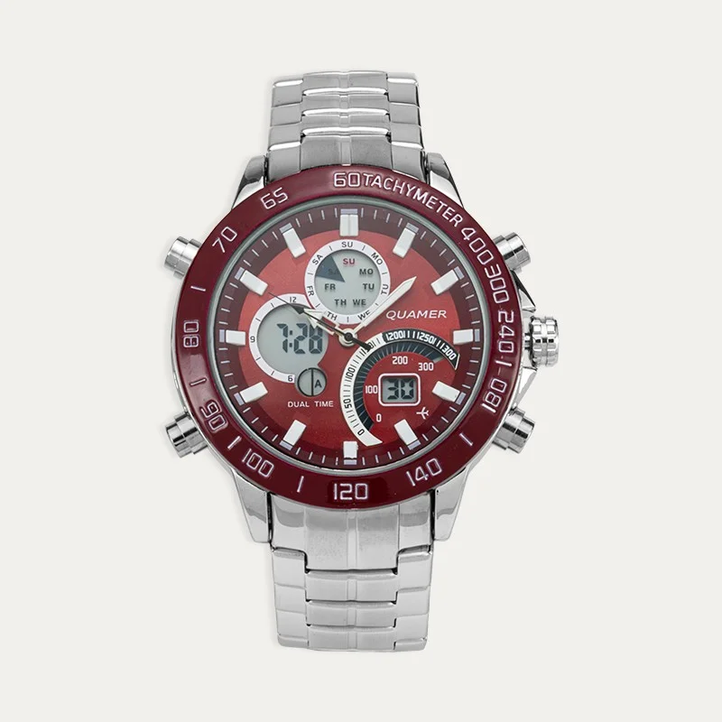 Reloj Acero Hombre Analógico Rojo Peer