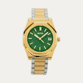Reloj Acero Mujer Bicolor Verde Steel