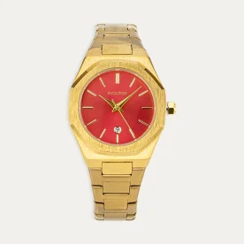 Reloj Acero Mujer Amarillo Rojo Cold