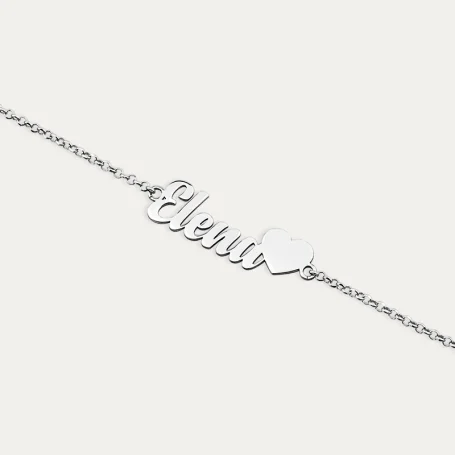 Pulsera Corazón Con Nombre  Personalizado Plata Zoom