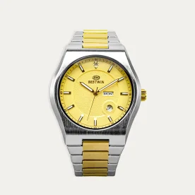 Reloj Acero Bicolor Hombre Analógico Dorado