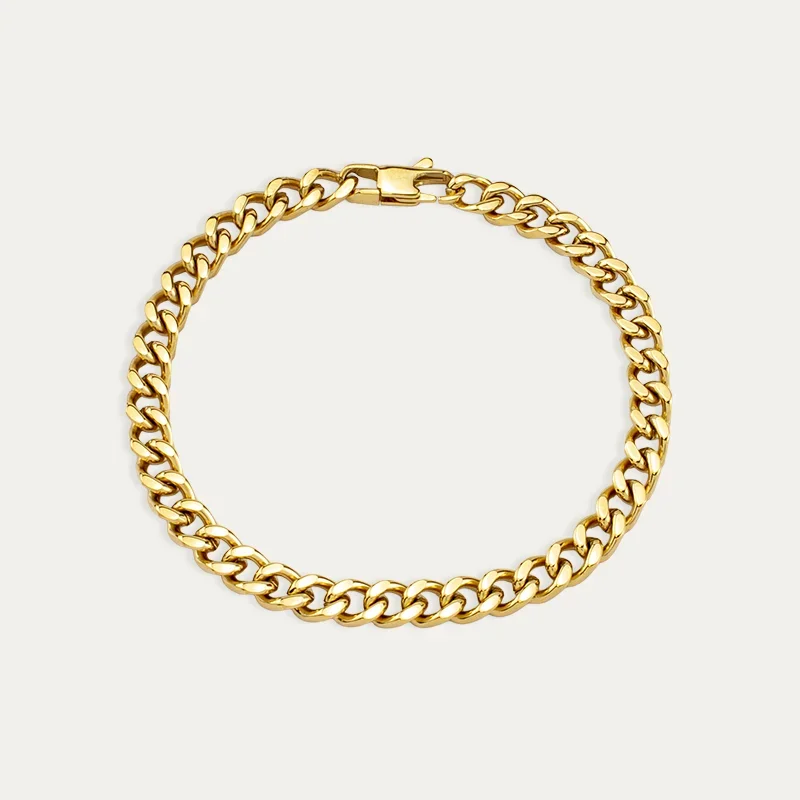 Pulsera Acero Hombre Dorada Barbada Matt