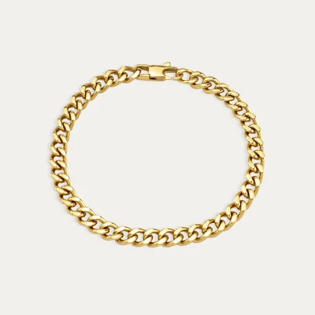 Pulsera Acero Hombre Dorada Barbada Matt