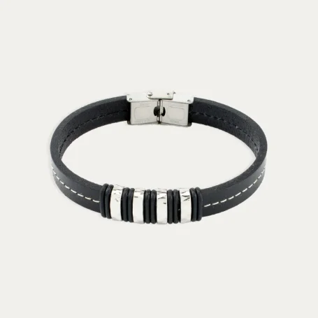 Pulsera de Acero para Hombre con Motivo Negro