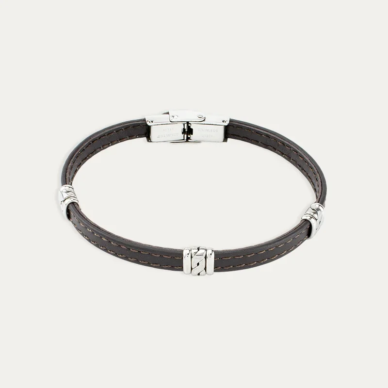 Pulsera Acero Hombre Marrón Joe