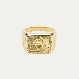 Sello Oro 18k Cuadrado Caballo Yellowstone