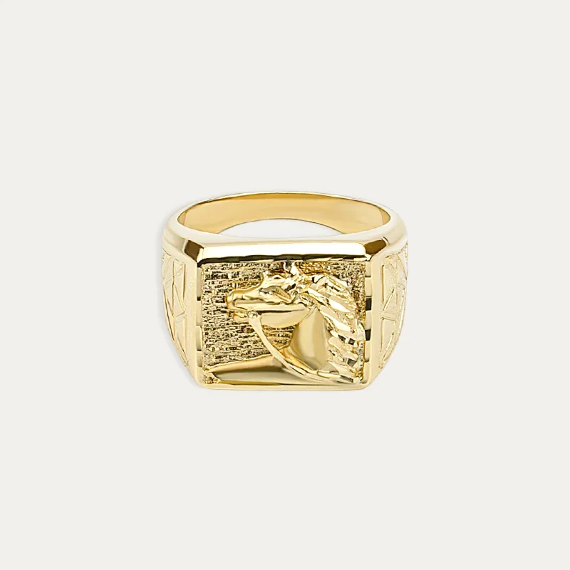 Sello Oro 18k Cuadrado Caballo Yellowstone
