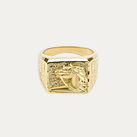 Sello Oro 18k Cuadrado Caballo Yellowstone