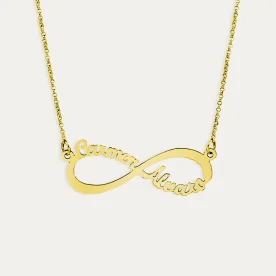 Gargantilla Infinito con Nombres en Plata Dorada