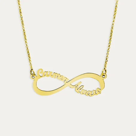 Gargantilla Infinito con Nombres en Plata Dorada