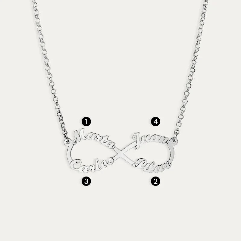 Gargantilla Infinito con Nombres en Plata números
