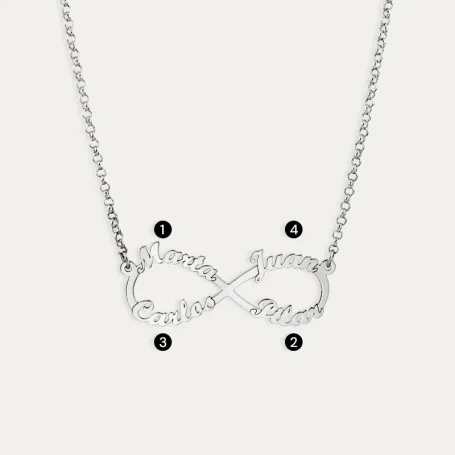 Gargantilla Infinito con Nombres en Plata números