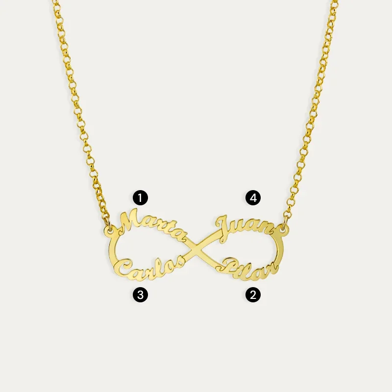 Gargantilla Infinito con Nombres en Plata Dorada números