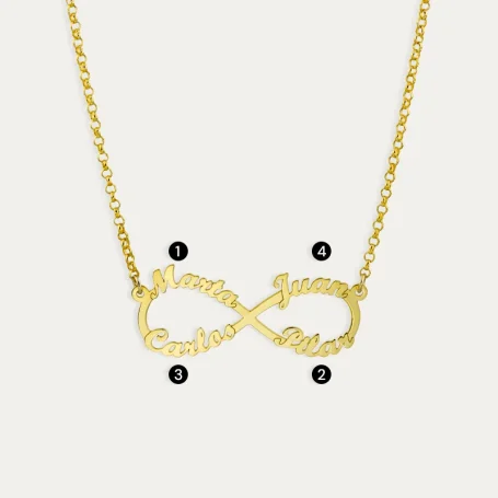 Gargantilla Infinito con Nombres en Plata Dorada números