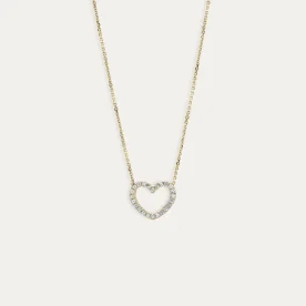 Collar Oro 9k Corazón Circonitas Luvia