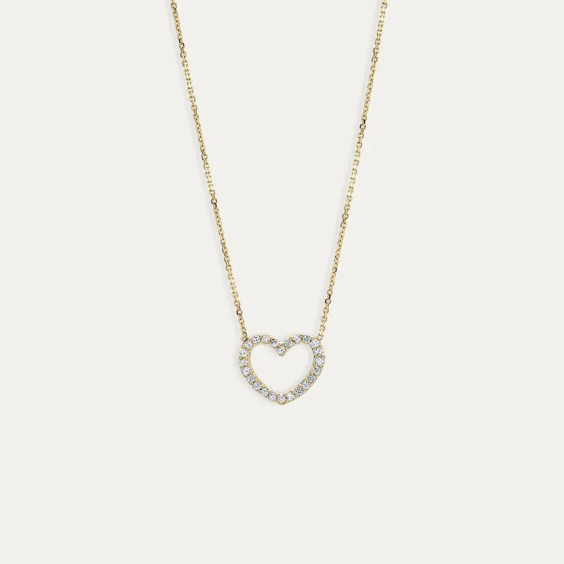 Collar Oro 9k Corazón Circonitas Luvia