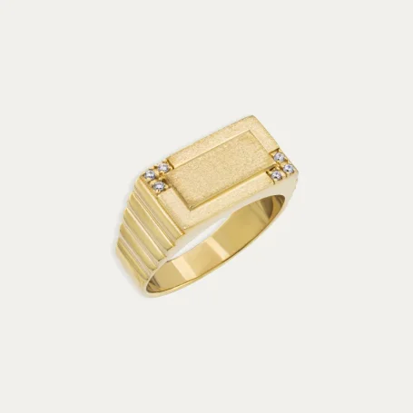Sello oro 18k Rectangular Circonitas Tricor Perfil