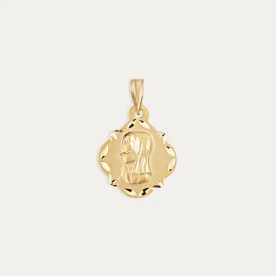 Medalla Virgen Niña Oro 18k Pandereta