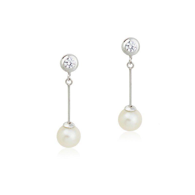 Pendientes Colgante Perla 18K