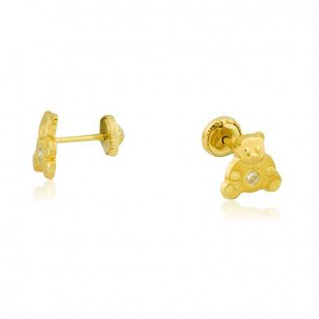 Pendientes oso circonita 18K