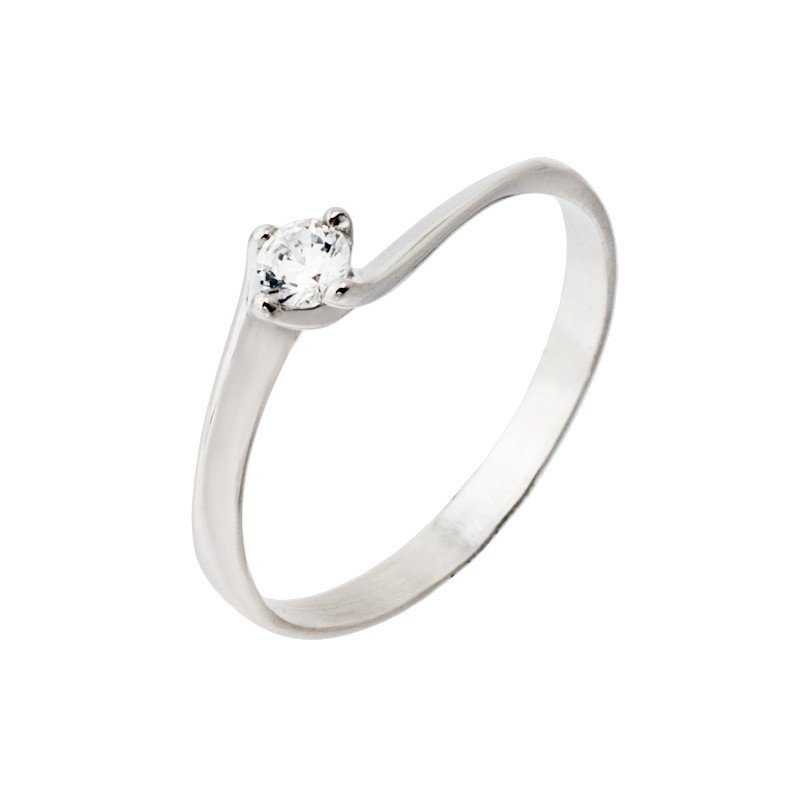 Solitario Garra Circonita Oro Blanco 18K