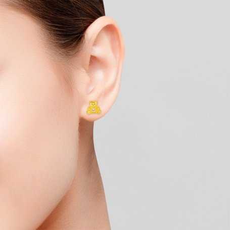 Pendientes oso circonita 18K