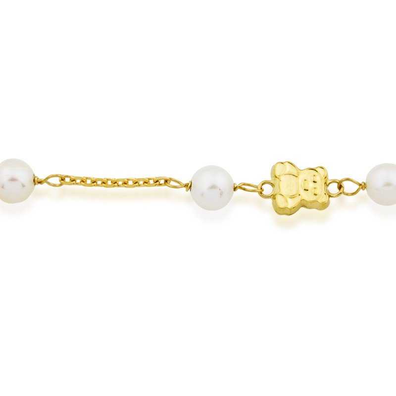 Pulsera Osos Perlas Oro