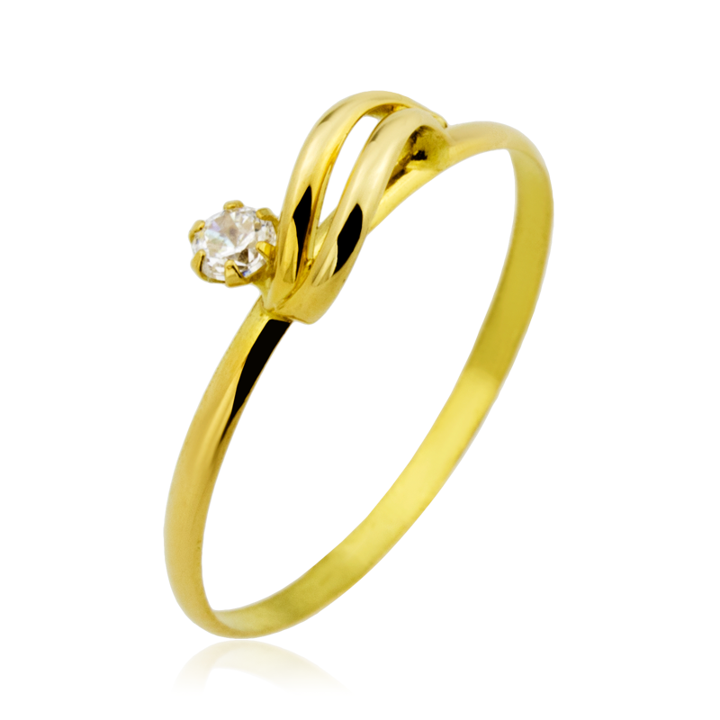 Anillo Oro Circonita Wave