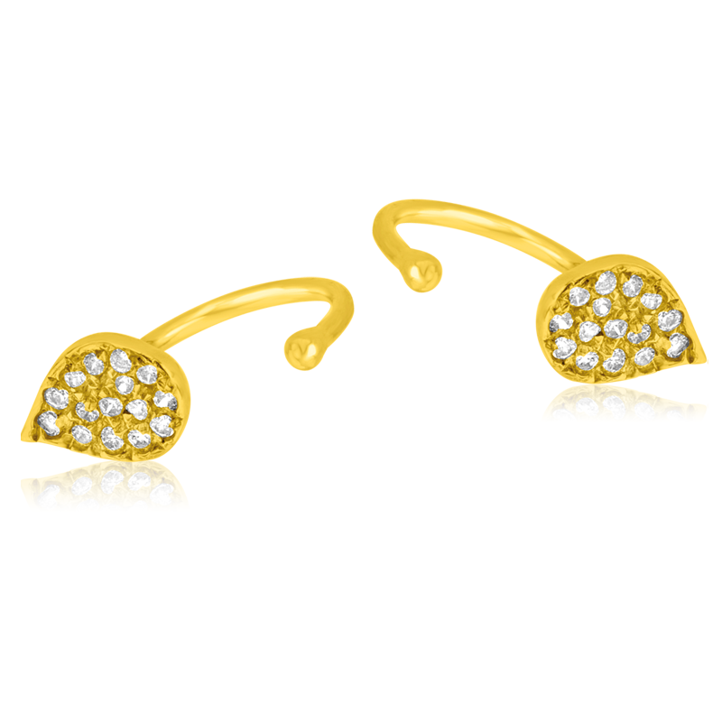 Pendientes Oro Hojas Circonitas Leave