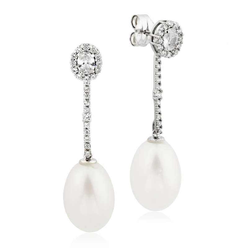 Pendientes Mujer Oro Blanco Perla Argint