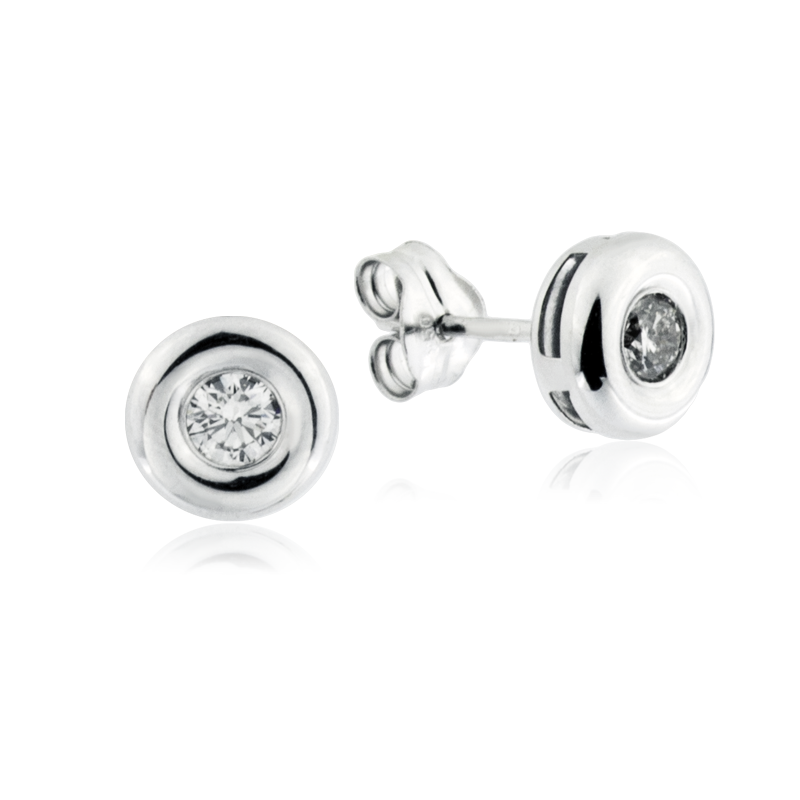 Pendientes Mujer Oro Blanco Chatón Diamante Temptator