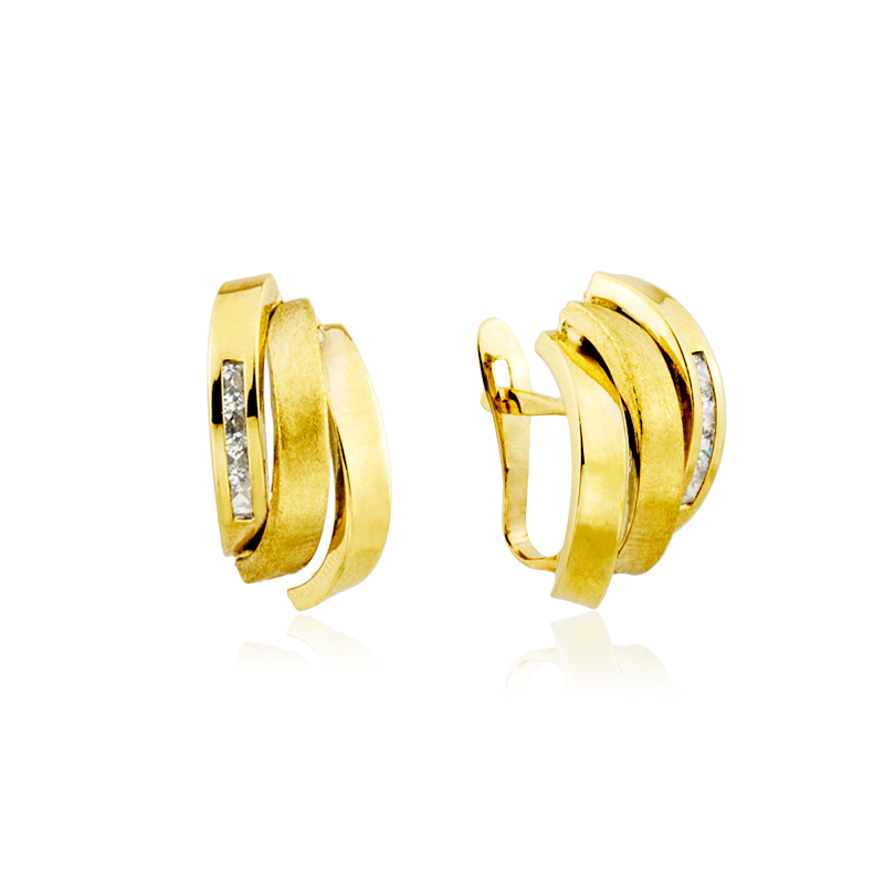 Pendientes Mujer Oro Carril Circonitas Rail