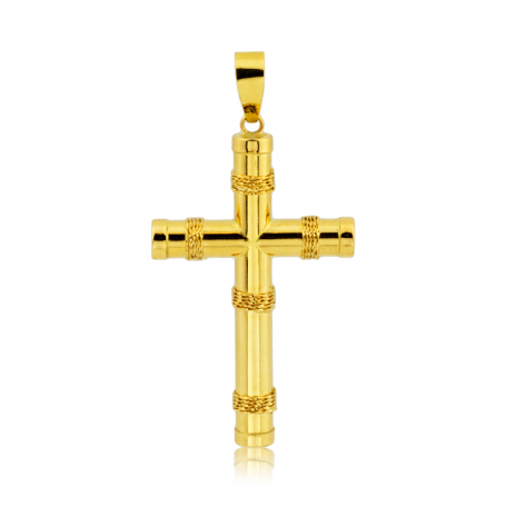 Colgante con forma de Cruz Tubular de Oro