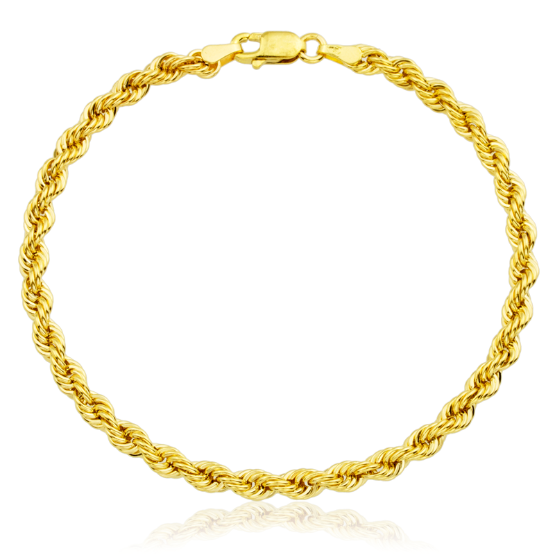 Pulsera de Cordón de Oro 18K 4mm