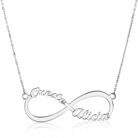 Collar Oro 18k Blanco Cuatro Nombres Personalizado Infinito