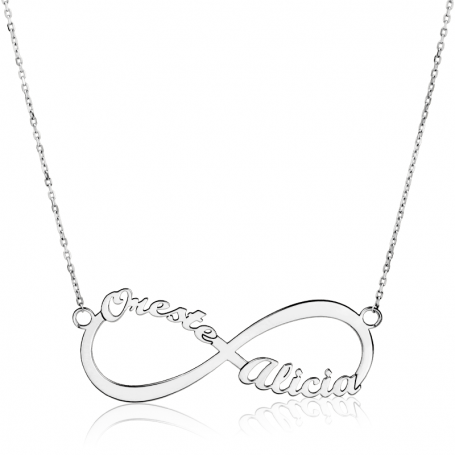Collar Oro 18k Blanco Cuatro Nombres Personalizado Infinito