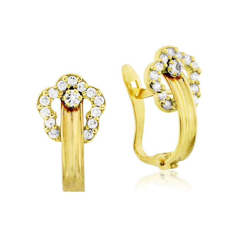 Pendientes Mujer Oro Flor Circonitas Persistent