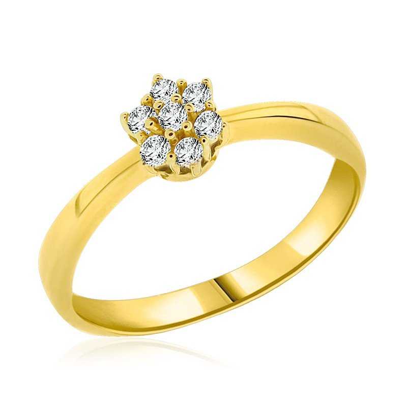 Anillo Oro Circonita Flor Sunrise