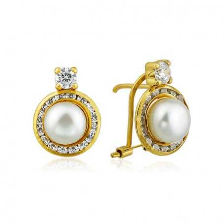 Pendientes Mujer Oro Circulares Perla Bell