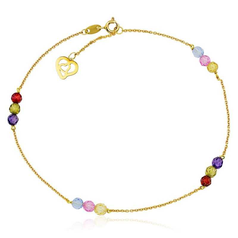 Tobillera Colores con Piedras de Colores en Oro 18k