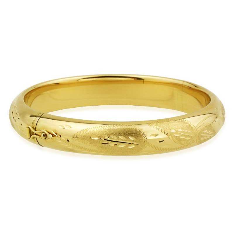 Pulsera Rígida Motivo Labrado Oro 18K